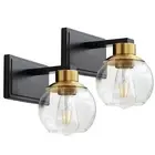 PAZALA 2 Pack Black and Gold Wall Lights for Bedroom Modern Wall Sconces Set ...