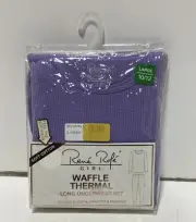 Rene Rofe Girl”s Thermal Underwear Set- 2 Piece Waffle Knit 10-12 Lavender