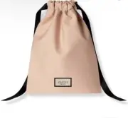 GUCCI BEAUTY Peach Cosmetic Makeup Drawstring Bag Pouch With Floral Lining NEW