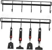 PRETYZOOM 2Pcs Wall Mounted Kitchen Utensil Hanger Rack No Drilling Metal Hooks for Organizing Cooking Tools Easy Clean Wire Design for Kitchen Gadgets and Utensils Storage