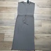 Club Monaco Womens Pleated Woven Drawstring Waist Maxi Dress Size 4 Green