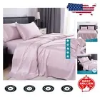Luxury Satin King Size Sheet Set - 4pc Cooling Soft Satin - Pink, Deep Pocket