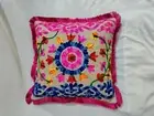 Grey Suzani Cotton Cushion Cover, Decorative Cushion Cover, Handmade cover