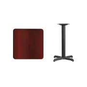 24" Square Mahogany Laminate Table Top With Base - Table Height Restaurant Table