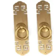 Door Handle Copper Cabinet Full Copper Drawer Antique Wardrobe Door Solid Ribbed Shoe Cabinet Handle (Size : L) L (Size : L)