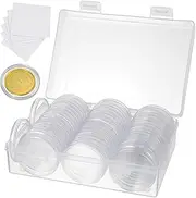 VICASKY 100PCS Clear Coin Capsules, Plastic Round Coin Organizer Box Coin Collection Supplies Silver Coin Holder Case Coin Protectors Coin Holders for Collectors