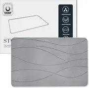 Heyolo Stone Bath Mat Diatomaceous Earth Bath Mat 60x39cm Non Slip Super Absorbent Bath Mats for Bathroom Quick Dry Diatomite Stone Shower Mat for Kitchen Bathtub, Easy to Clean, Light Gray