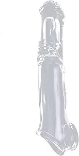 SAHOOSAFETY Penis Sleeve Horse Dildo Extender with Testicle Ring Pennis Extension Penis Enlargement Sex Toy for Men(Transparent)