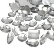 100 Clear Color Flatback Acrylic Rhinestone Gems Assorted Shape No Hole