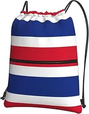 EdWal Flag Of Costa Rica Print Drawstring Backpack Gym Bags Sports Bags With Zipper Pocket For Travel Swimming Beach, Black, One Size