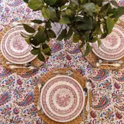 Kolka Indian Paisley Hand Made BlockPrinted Tablecloth Ruby