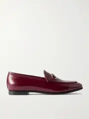 [Gucci] Gucci - Jordaan Horsebit-detailed Leather Loafers - Burgundy - IT40.5 IT 40.5 Burgundy
