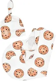 QUMIIRITY 1pc Newborn Swaddle Sack with Matching Knotted Hat Cookie Pattern Sleep Sack for Boys Soft Stretchy No Zippers Snaps for Photos Up to Months