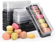 Macaron Boxes with Clear Lids,50-Pack Macaroons Container Gift Packaging Box wit