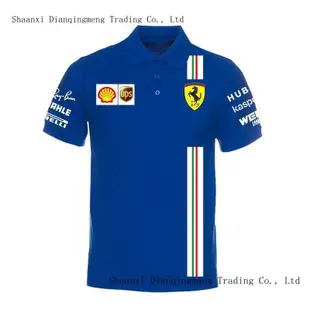 FERRARI 2024新款法拉利f1賽車服中性短袖t恤polo衫翻蓋領