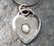 Meteorite Heart Pendent- Droopy Star Sapphire - Silver +center Campo Del Cielo