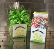 Get Well Soon Charms Assorted Lollipops Gift Basket-Box Wrapped With Green Bow