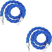 2 Pcs Twisted Queue Rope,Queue Barrier Rope with Hooks,Stanchion Rope,Braided Hemp Rope Barrier for Queue Divider Crowd Control of Hotel Celebration(Size:8ft/245cm,Color:Silver Hook)