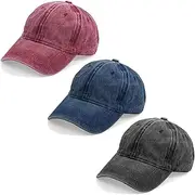 [Yolyoo] 3PCS Classic Baseball Cap, Low Profile Hats Adjustable Washed Plain Baseball Hat Cap Dad Hat for Men Women
