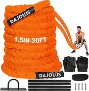 Battle Rope Battle Ropes for Home Gym 1.5Inch Diameter 30 Inch Lengths Workout Heavy Ropes for Exercise Training Weighted Ropes for Working Out Exercise Equipment with Protective Cove - Orange