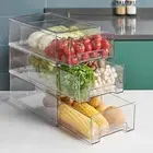 Refrigerator Drawer Fridge Vegetable Storage Bin Transparent Stackable Organizer