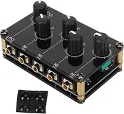 Sound Passive Mixer Portable Dual Channel Audio Mixer 4 In 1 Out Stereo Line Mixer Mini Low Noise Passive Sound Mixer for DJ Studio Music Recording Acrylic Gold Plated