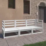 Garden 3-Seater Sofa White Solid Pinewood vidaXL
