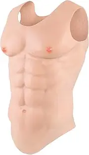 [YEEFAIRY] Weighted Muscle Suit Vest Realistic Silicone Fake Abs Chest Armour Unisex Bodybuilding Fancy Dress Costume for Theatre Actor Halloween Men & Women LARP Cosplay