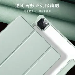 【BOJI 波吉】iPad Air 4/5 10.9吋 三折式右側筆槽可磁吸充電硬底軟邊氣囊空壓殼 湖水綠