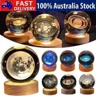 3D Moon Planet Globe Galaxy Night Light USB LED Crystal Ball Table Bedside Lamp~