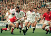Jeremy Guscott in action for England during the Rugby Union In- Old Rugby Photo