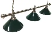 Pool Snooker Billiard Table Lighting - Brushed Stainless Light (3 x Green Shades) 61 Inch