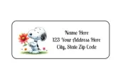 30 Beagle With Flower PERSONALIZED RETURN ADDRESS LABELS 1 in X 2 5/8 GLOSSY