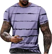 [Generic] Striped Tshirts Shirts for Men Summer Short Sleeve Shirt Pullover Tops Big and Tall Casual Crewneck Fitness Tees 2025