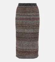 [Missoni] Missoni Striped sequined knitted pencil skirt UK 14 multicoloured