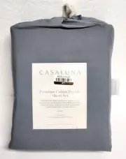 Casaluna King Size 400 Thread Count Percale Sheet Set - Mineral Blue