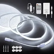 [ALITOVE] 32.8ft Dimmable Neon Light Strip Kit for Outdoor 24V White COB LED Strip 6000K Flexible Continuous 10M 3200LEDs Neon Rope Light CIR 90+ High Density for Home Commercial Lighting IP67