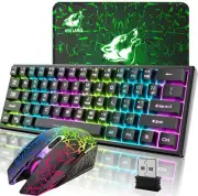 Wireless Gaming Keyboard Mouse and Mat Combo USB LED Backlit for PS4 Xbox One PC