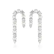 GEORGINI NOEL NIGHTS CANDY CANE EARRINGS SILVER