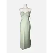 MISHA Women's Pleated Casandra Midi Dress Back Zipper Seafoam Size 4