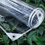 Clear Waterproof Tarps(Increase Grommets+Windproof Rope) Poly Tarpaulin Outdoor Garden Rainproof Covering,for Patio,Porch and Outdoor (8x20ft (2.4x6m)