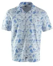 SALT LIFE SLX Performance Mens Shirt Azure Beach Print Small $70 NWT Blue White