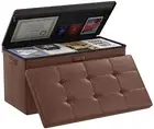 Storage Ottoman Bench with Lock,Fireproof Folding 30"D x 15"W x 15"H Brown