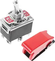 JECOMPRIS 203A Heavy Duty Waterproof 3 Way Toggle Switch with Red Protective Cover ON/Off/ON DPDT for Automotive Durable and Reliable Control Switch A0076