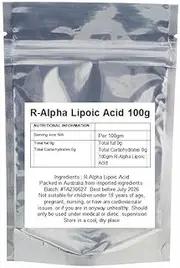 R - Alpha Lipoic Acid 99% pure Powder ALA, 100g, Pure Supplement