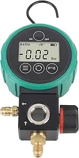 Digital HVAC Gauges, 4 Units MPa, KPa, Psi, Kgf / Cm2, Digital Pressure Gauges Vacuum Pressure Manifold Gauges with Timed Shutdown, Overpressure Alarm, Easy to Read