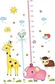 ANDRESLAD Animal Design PVC Growth Chart Sticker Creative Elephant Spraying Water Wall Decal for Decor Easy to Apply Remove