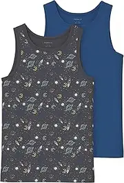 [Name it kids] Boys Nkmtank Top 2P Iron Space Noos (Pack of 2), Forged Iron, Numeric_98