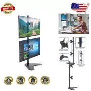 Height Adjustable Dual Monitor Stand for 13-32" Screens - Ergonomic Black Mount