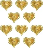 10pcs Gold Heart Shape Suncatcher Parts Hanging Window Pendant DIY Metal Part Ornament Parts Hand-Crafts Gifts